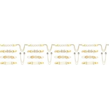 Imagem de 24 pçs suéter clipe vestido colar clipes cardigã suéteres para mulheres vestido com cordão vestido dourado cardigã feminino cardigã transparente para mulheres elegante brocha camisa strass conjunto