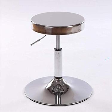 Imagem de Simple Atmosphere Stainless Steel Swivel Chair, Adjustable Height Round Stool Home Use Kitchen Dining Room Cafe Office Drawing Stool with Chrome Base Non-Slip Seat, b, 3240-50CM//386 (Color : B, S