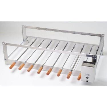 Imagem de Churrasqueira Rotativa Giratória 8 Espetos Bivolt Aço Inox Cr