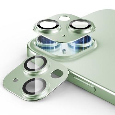 Imagem de KISMER Protetor de lente de câmera para iPhone 15 iPhone 15 Plus, pacote com 2, capa de câmera de vidro temperado 9H, capa fosca de liga de alumínio, capa resistente a arranhões, verde