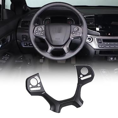 Imagem de Acabamento da capa do volante para Honda Pilot 2019-2022/Passport 2019-2023, acabamento da capa da moldura do painel do volante do carro, decoração de botões de volante, ABS (com HSW_Matt Black)