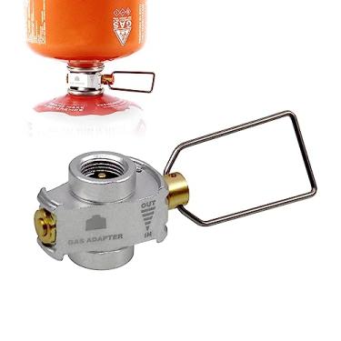 Imagem de RULLINE Dispositivo de transferência de combustível para mochilão adaptador de refil de recipiente de gás, economia de gás portátil ao ar livre, válvula de ventilação de vaso de acampamento