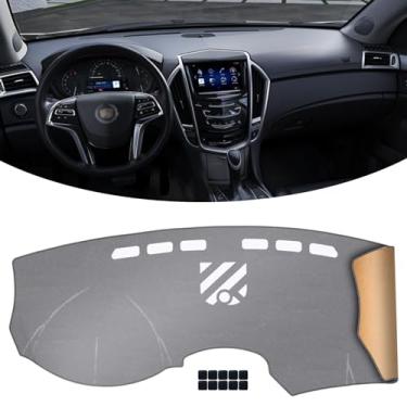 Imagem de KEYOOG Tapete de painel de painel adequado para Ca-dillac SRX 2016-2010 (sem modelos HUD), tapete antirreflexo, protetor de proteção solar antiderrapante (cinza)