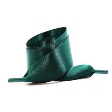 Imagem de 1Pair Satin Shoe Laces Flat Silk Ribbon Shoelaces Width Boots Sneakers Laces For Shoes Length (Color : Dark green, Size : 120cm)