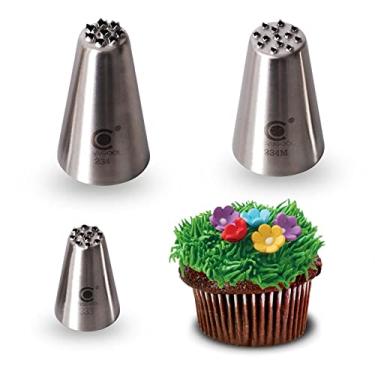 Imagem de Cangool 3 bocais profissionais de grama (233, 234 e 23 m) para decorar bolos e cupcakes (pontas de tubulação de grama) - Bocais compatíveis com saco de confeitar