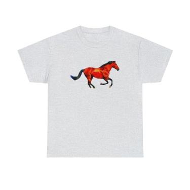 Imagem de Camiseta de algodão pesado unissex Horse 'Old Red', Cinza, XG