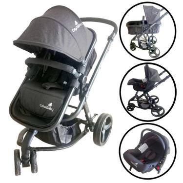 Imagem de Carrinho De Bebê De Passeio Portátil e Reversível 3x1 Preto