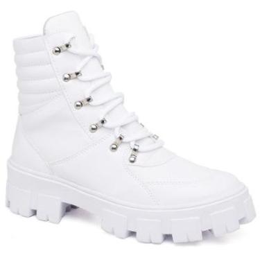 Imagem de Bota Feminina Tratorada Cadarço Cano Médio Moderna Conforto-Feminino