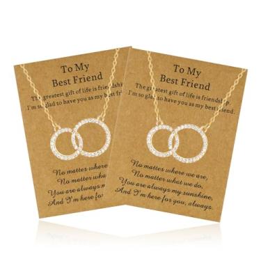 Imagem de Esbbela Colar de irmã para melhores amigas, presente para mãe e filha, pingente de amizade, sol, lua, coração, círculo, banhado a ouro amarelo 14K, joias para casais, presente, Banhado a ouro amarelo