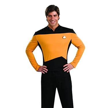 Imagem de Rubie's Camiseta Fantasia Adulto Star Trek The Next Generation Deluxe Tenente Comandante Data, Dourado, preto, P