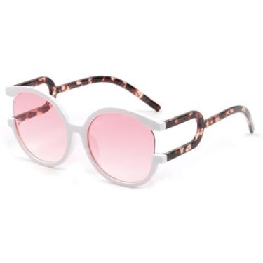Imagem de Moda redonda óculos de sol feminino pc gradientes lente leopardo quadro luxo tendência óculos uv400, c7, um tamanho