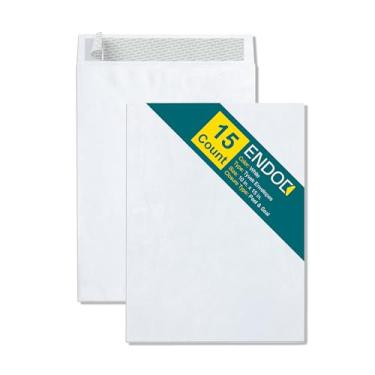 Imagem de Envelopes Tyvek 10x15 – Envelopes de envio profissional e leve resistente a rasgos EnDoc™ Tyvek® Construção e fechamento fácil de autovedação – DuPont branco brilhante – Pacote a granel de 15 – 10 x 15