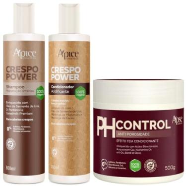 Imagem de Kit Crespo Power Apse Shampoo + Condicionador + Mascara Ph Control Anti Porosidade Capilar 500g