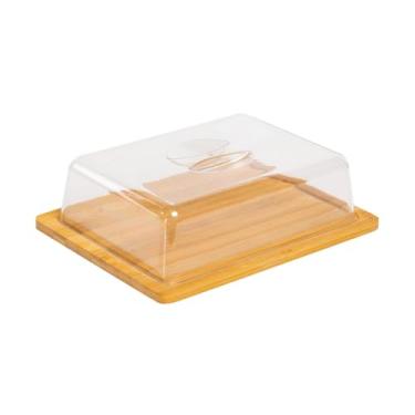 Imagem de Porta Frios Queijos e Embutidos Hermético com Base de Bambu e Tampa Hermética - Conservação Fresca e Sustentável - Tampa Vedante com Fechamento Seguro CozyNook