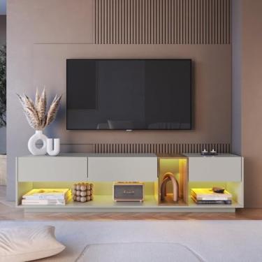 Imagem de Rack para Tv até 65 Polegadas com 3 Gavetas e 1 Nicho com Iluminação em Led Rgb Ra8001 Mel/Arenas