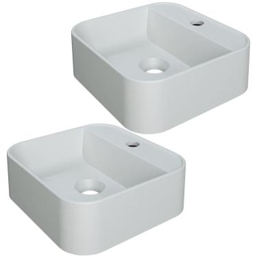 Imagem de Kit 02 Cubas de Apoio Quadrada Para Banheiro Lavabo C01 QA31W Cinza Matte Fosca - Lyam