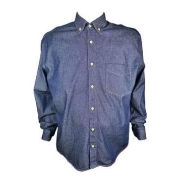 Imagem de Camisa Social Masculina Jeans 100% Algodão Plus Size Moderna-Masculino