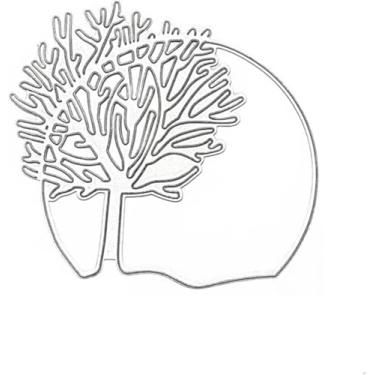 Imagem de Árvores cortadas para fazer cartões, matrizes de corte de metal em círculo de árvores, parabéns, cortes de matriz, modelo de estênceis em relevo para decoração de scrap-booking, cartão de bênção de
