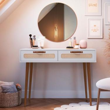 Imagem de Penteadeira 1 Gaveta Retrô 100cm X 53,6cm X 77cm Branco
