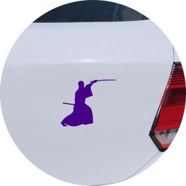 Imagem de Adesivo de Carro Samurai treino Com Espadas - Cor Roxo - Melhor Adesiv