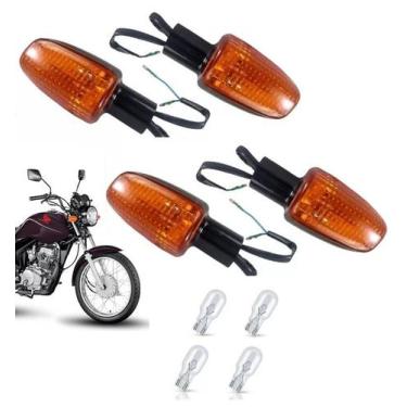 Imagem de Kit 4 Pisca Laranja Sem Coxim + Lampada Cg Titan Fan 125 150 Cbx 250 T