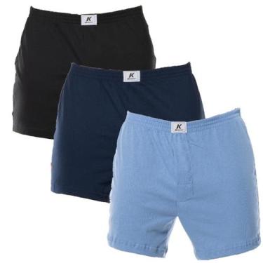 Imagem de Kit 3 Cuecas samba canção 100% algodão com abertura Keeper, Preto, Mar