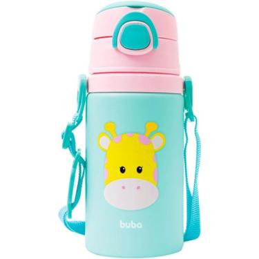 Imagem de Garrafa de Alumínio com Canudo Animal Fun Girafinha 400ml (3m+) Buba, 