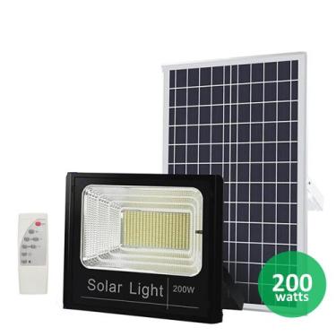 Imagem de Refletor Holofote LED Solar Com Controle Remoto 200W a Prova D'água DS