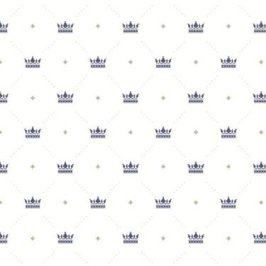 Imagem de Papel Parede Branco Com Coroa Adesivo Infantil Bebê Quarto - LRP