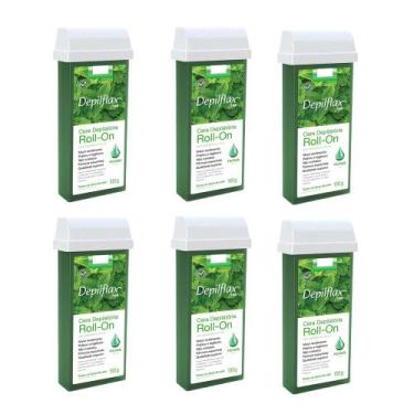 Imagem de Kit 6 Refil Ceras Depilação Hortelã Refil Roll On Depilatória Depilfla