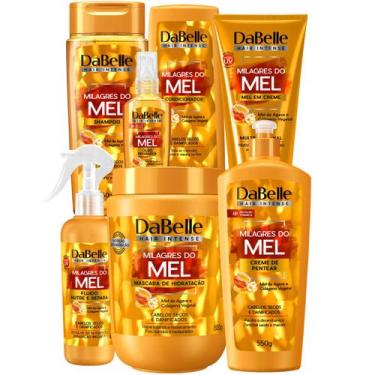 Imagem de Kit Dabelle Milagres Mel Shampoo Condicionador 475ml Máscara 400g Fina