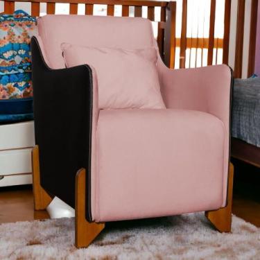 Imagem de Poltrona Decorativa Heloisa Veludo Rosa/Corano Preto - Londrilar - LM 