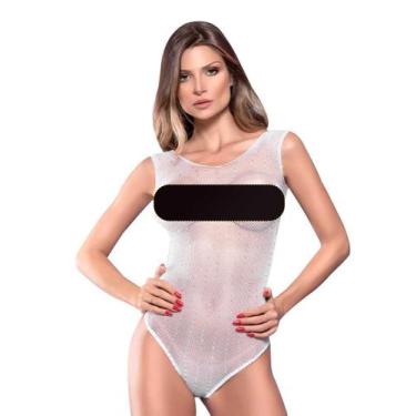 Imagem de Lingerie Body Arrastão com Strass Cavado Sem Manga - Y. Lingerie, Únic