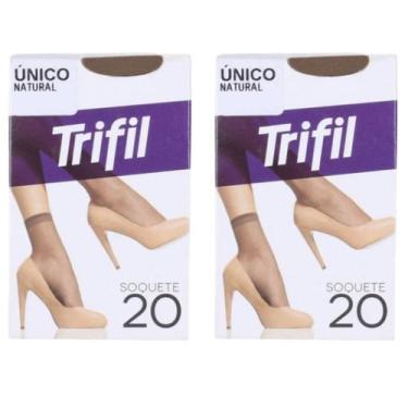 Imagem de Kit 2 Meia Soquete Social Básica Natural Fio 20 - Trifil