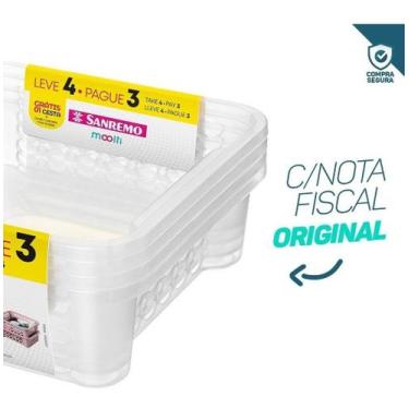 Imagem de Conjunto 4 Cesto Organizador Empilhável Plástico 1,6 Litros Despensa O