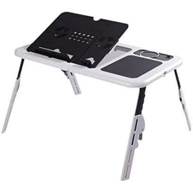 Imagem de Mesa Notebook com Cooler Dobrável e Ajustável com Formato Ergonômico S