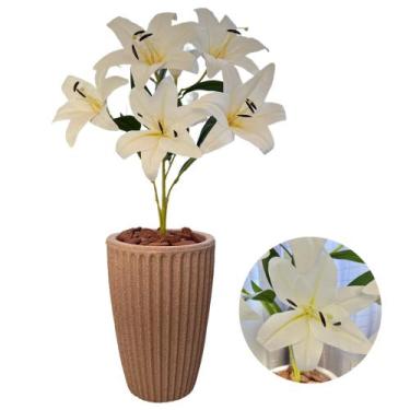 Imagem de Planta Artificial Lirio com Vaso Cone Polietileno Completo - Flores Im