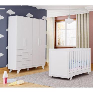 Imagem de Berço e Guarda Roupa Moveis Peroba Retro Ls 100% MDF Branco