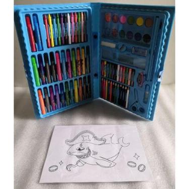 Imagem de Kit Estojo Material Escolar Infantil Para Pintura Maleta Com 98 Peças 