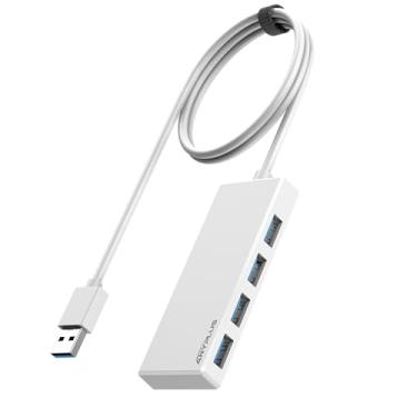 Imagem de ANYPLUS Hub USB, adaptador divisor USB multiportas, cabo de 60 cm de comprimento, hub USB 3.0, extensor USB para laptop, PC, iMac, Surface Pro, MacBook, Mac Pro, Flash Drive, XPS, mouse, HDD 【Branco】