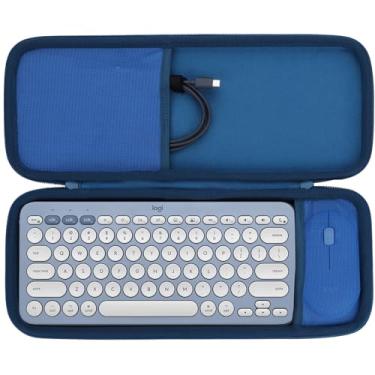 Imagem de Lebakort Estojo rígido compatível com Logitech Pebble Keys 2 Combo K380s K380 teclado sem fio + combo M350 Pebble Mouse (capa azul)