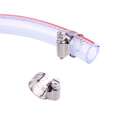Imagem de DERPIPE Tubo de PVC trançado macio – 1,27 cm x 1,99 cm OD de alta pressão tubo de PVC flexível transparente tubo de vinil reforçado para água, óleo com 2 braçadeiras de mangueira (7,8 m)