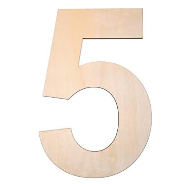 Imagem de 30 cm de madeira número 5, 1/4 polegada de espessura grande letra de madeira inacabada para artesanato faça você mesmo decoração de parede de casa