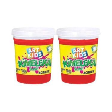 Imagem de Kit 2 Geleinha Slime Kimeleka 180g Acrilex Barato Divertido, Vermelho