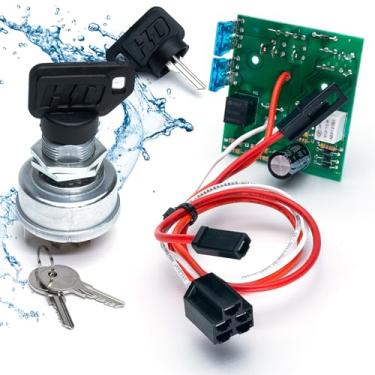 Imagem de HD Switch AM124137 AM119999 Módulo de interruptor de ignição premium com 2 chaves protetoras SoftGrip para John Deere serve para 325, 335, 345 SN#(0-070000) - Atualização OEM e teclas padrão