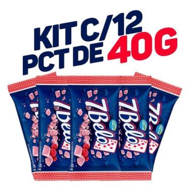 Imagem de Kit 12x40g Bala 7belo Pastilha Goma Mastigável Macia Crocante Doce  - 