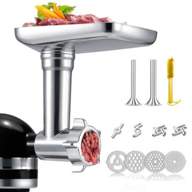 Imagem de GLINK Acessório Moedor de Metal para Misturadores de Suporte Kitchenaid, Acessório Moedor de Carne, Recheio de Salsicha, Acessório Moedor de Alimentos, Acessórios Misturadores para Kitchenaid, Prata (