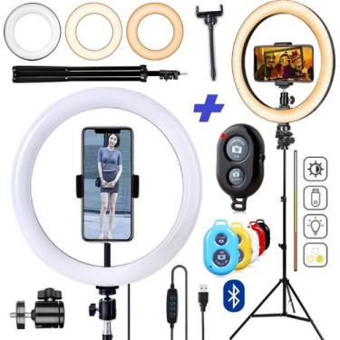 Imagem de Kit Para Fazer Lives Iluminador Ring Light Luz Anel de Led Completo Di