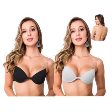Imagem de Kit 2 Sutiã De Bojo Com Alça de Silicone Transparente Costa Nua Nadado
