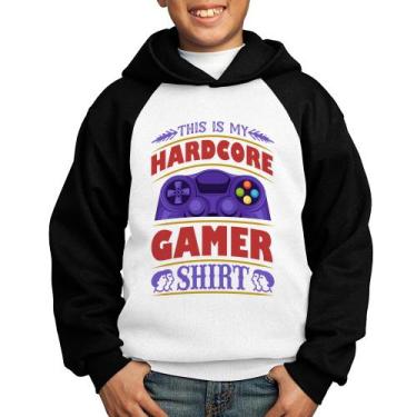 Imagem de Moletom Infantil Hardcore Gamer - Foca na Moda, Branco, Preto, 6